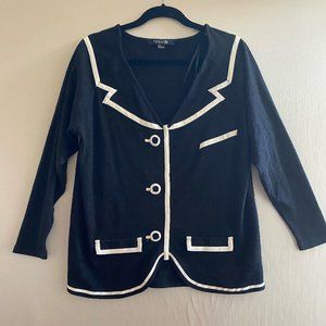 Forever 21 Pullover "Tuxedo-style" Sweater With Cream Trim